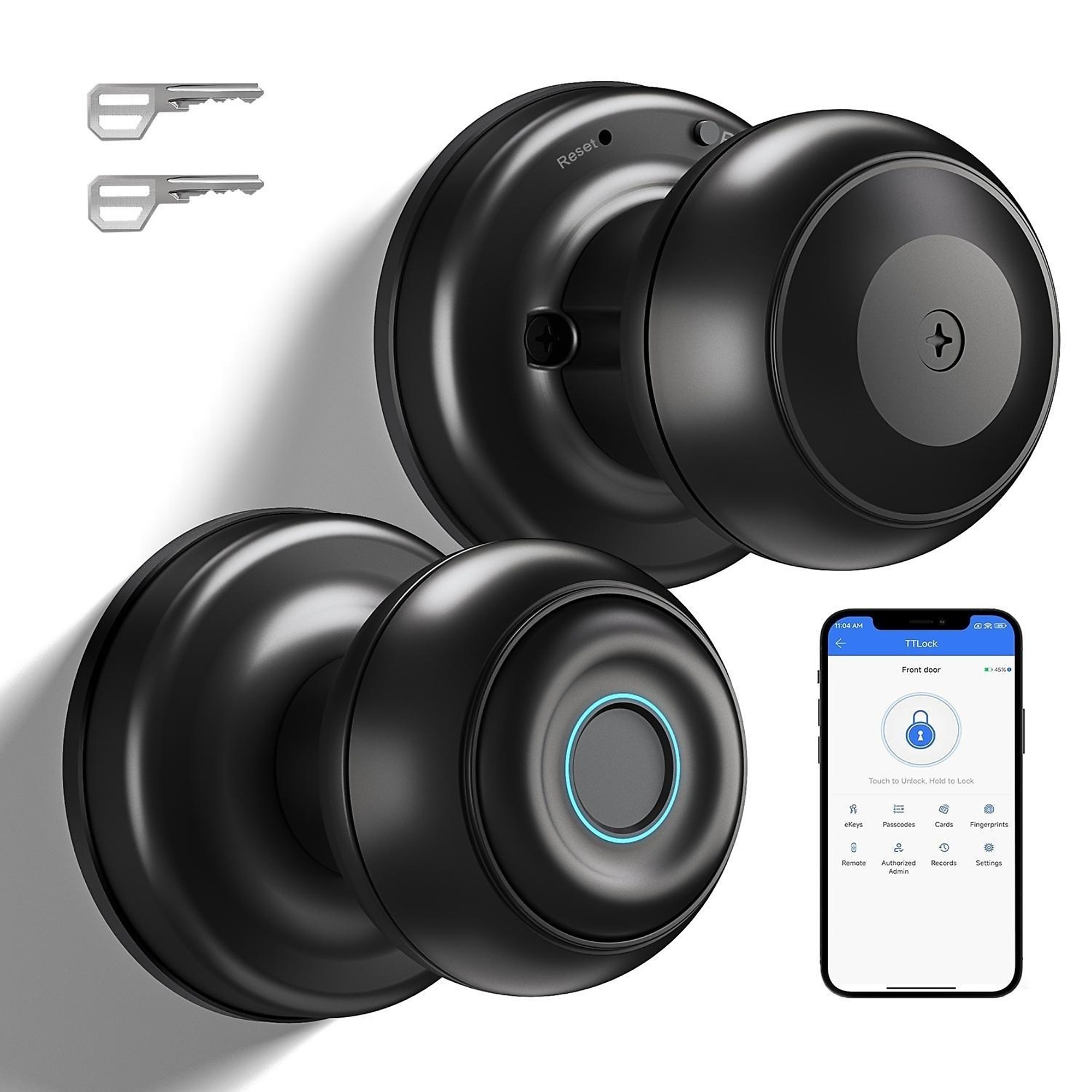 3 in 1 Corded Aluminum Smart Lock Deadbolt, Keyless Entry Door Lock with Fingerprint Digital, APP Control in Black